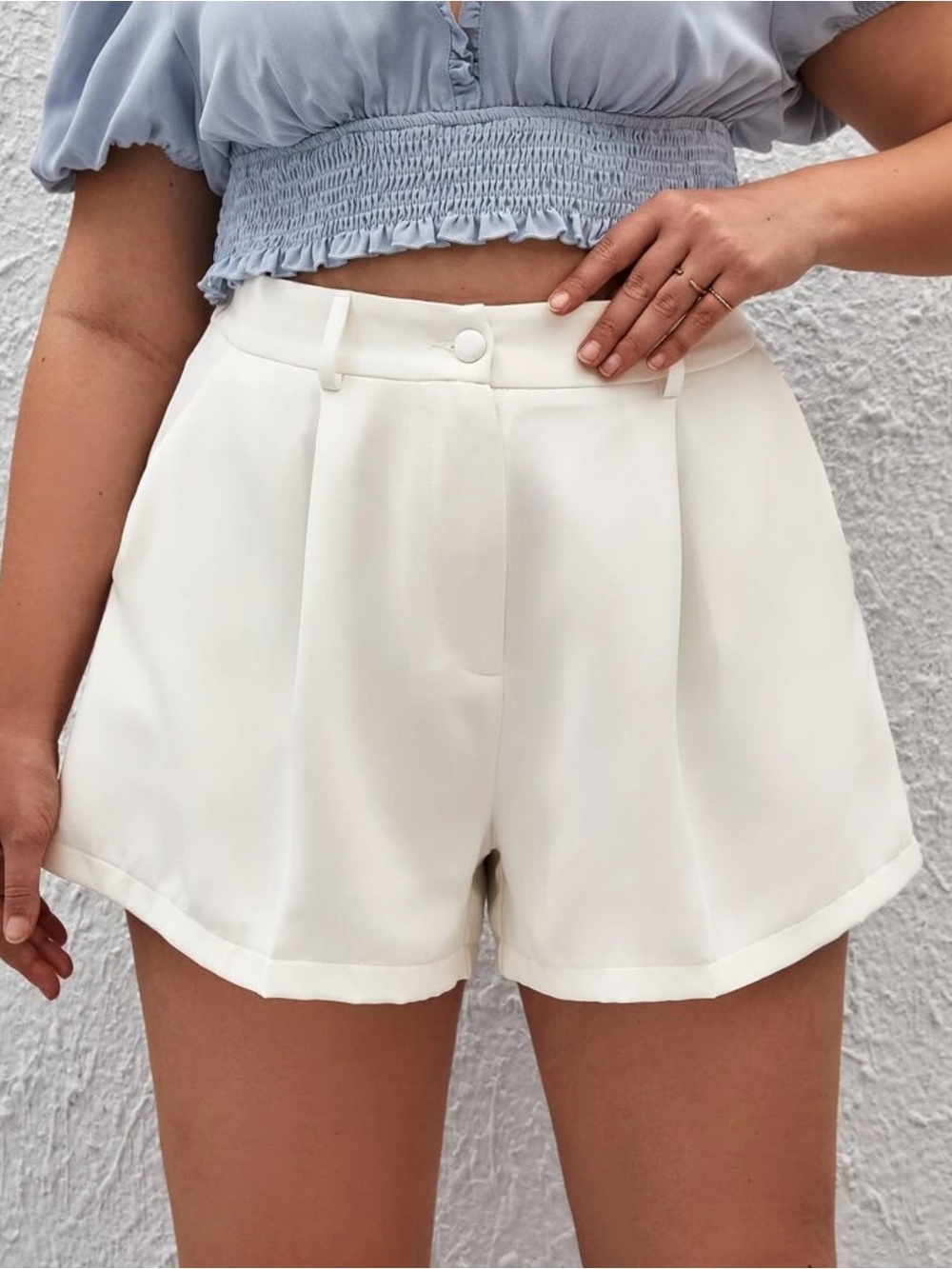 SHEIN High-Waist White Tailored Women's Shorts